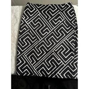 White House Black Market Skirt Womens Size 0 Black White Pencil Stretch Lined